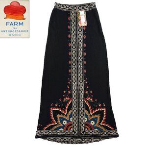 Anthropologie Farm Rio Maxi Skirt Floral Motif Knit Stretch 42" Length XS NWT